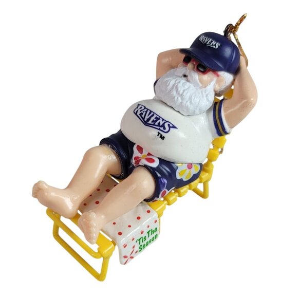 Russ NFL Baltimore Ravens Ornament Lounging Santa Beach Chair Sleep Vintage 1997 - Picture 2 of 8
